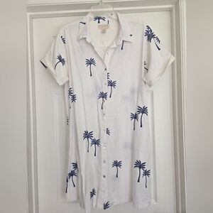 Calypso St Barth Women's White Palm Tree Button-Down Dress